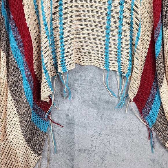 Womens Cardigan Medium Boho Crochet Fringe Hippie Festival‎ Asymmetrical Duster - Picture 3 of 7